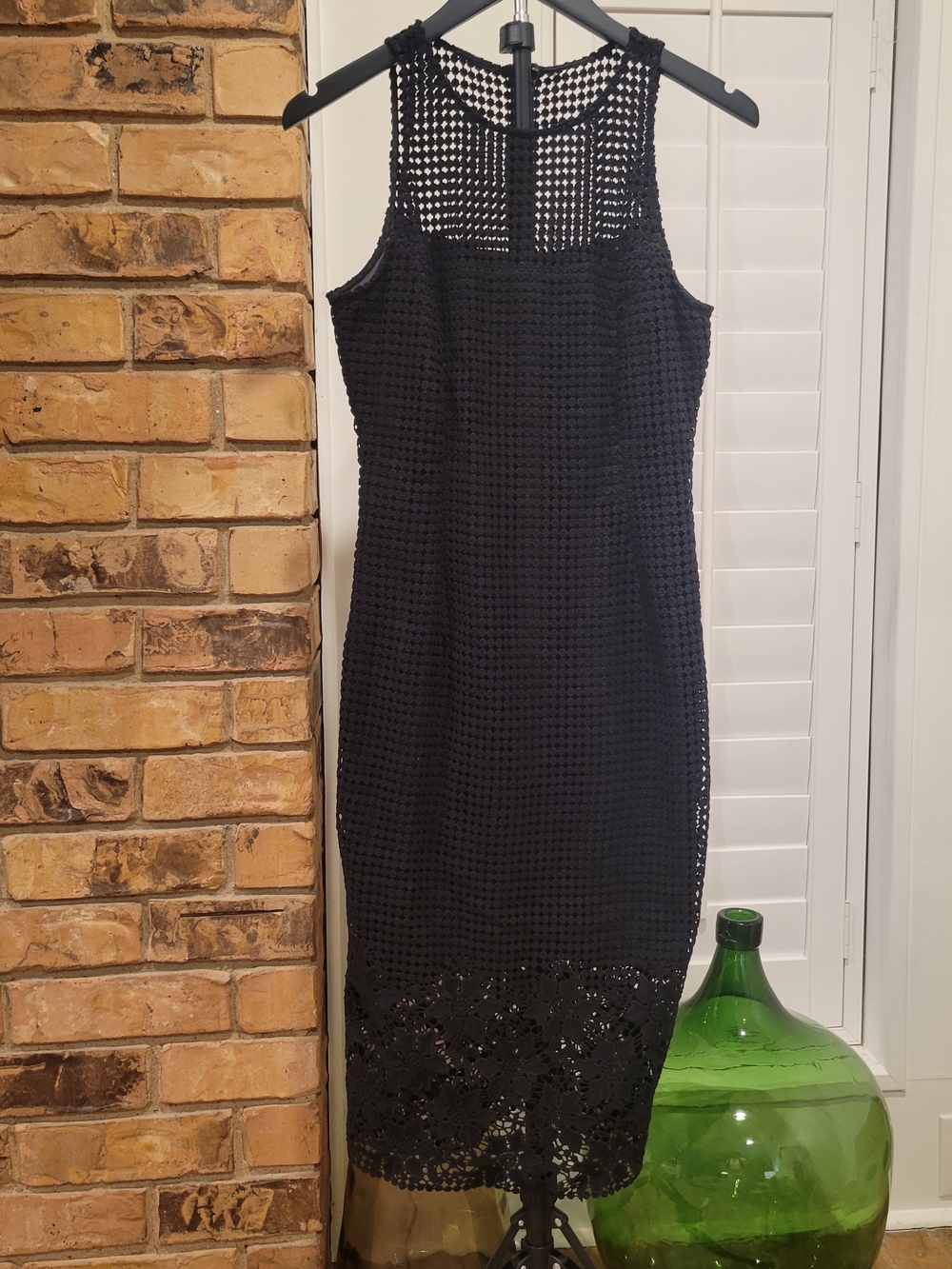 White House Black Market Black Crochet Midi Dress